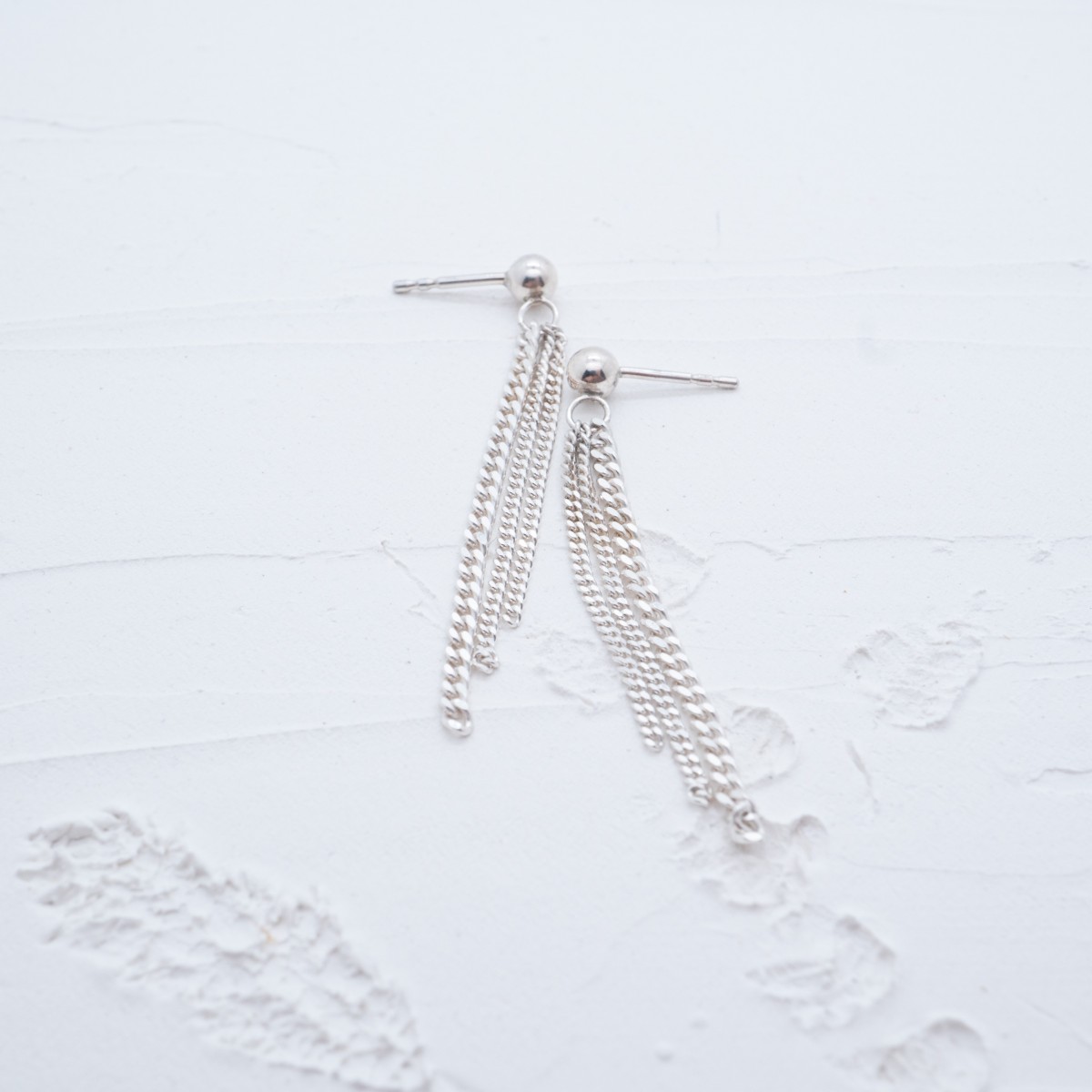 Elegante lange Silber Ohrhänger aus feinen Ketten - SchmuckvonVreni