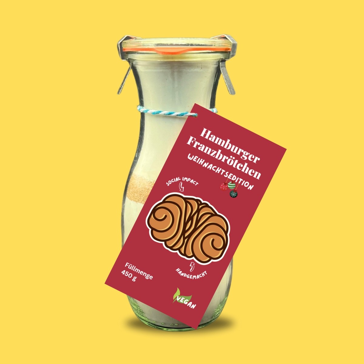 Franzbrötchen Geschenkset O du Fröhliche mit Kerze