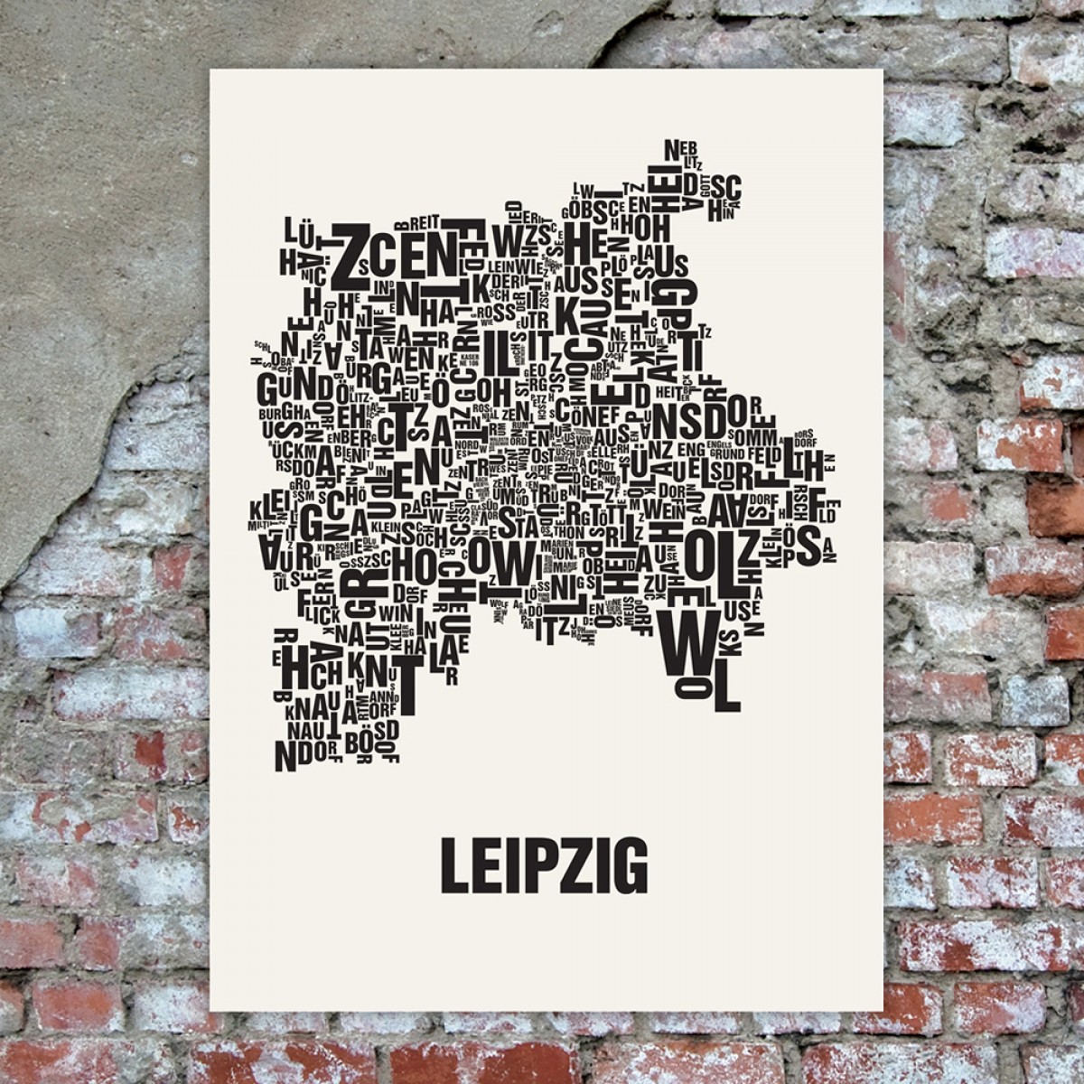 Buchstabenort Leipzig Poster Typografie Siebdruck