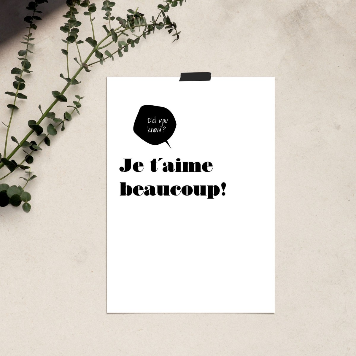 Love is the new black — Poster "JE T'AIME BEAUCOUP / POSTER", Din A4 Format