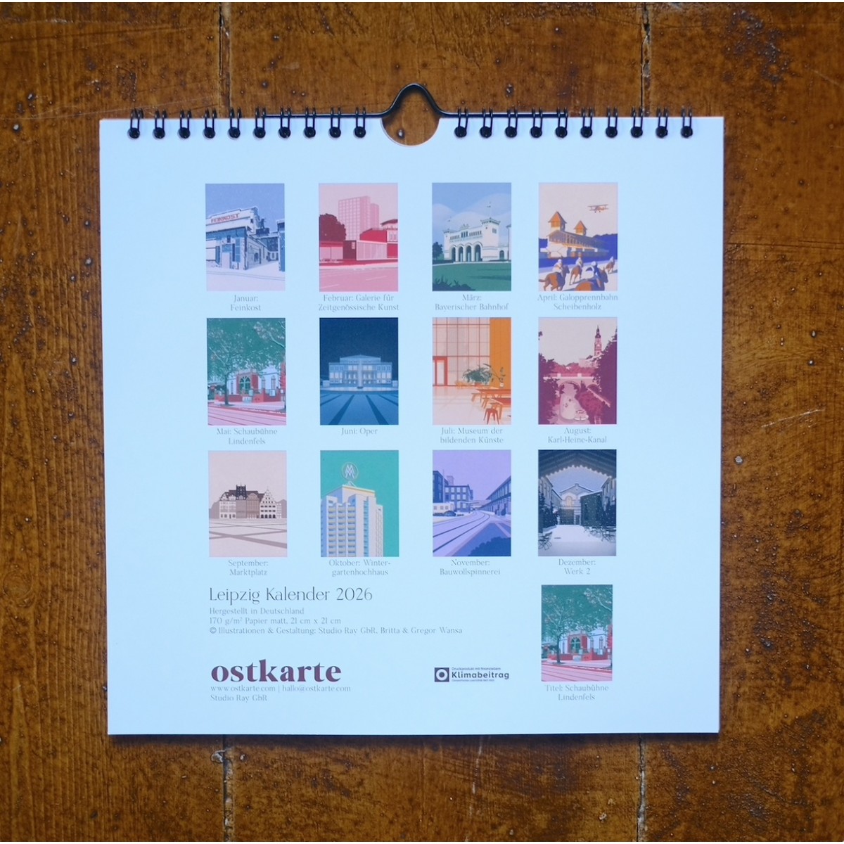 Leipzig Kalender 2026 - quadratisch, 21 x 21 cm | ostkarte