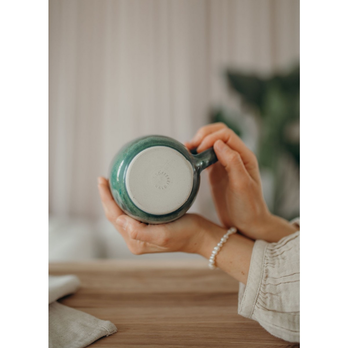 handgemachte Keramiktasse "magic green" | Töpferei am Wald