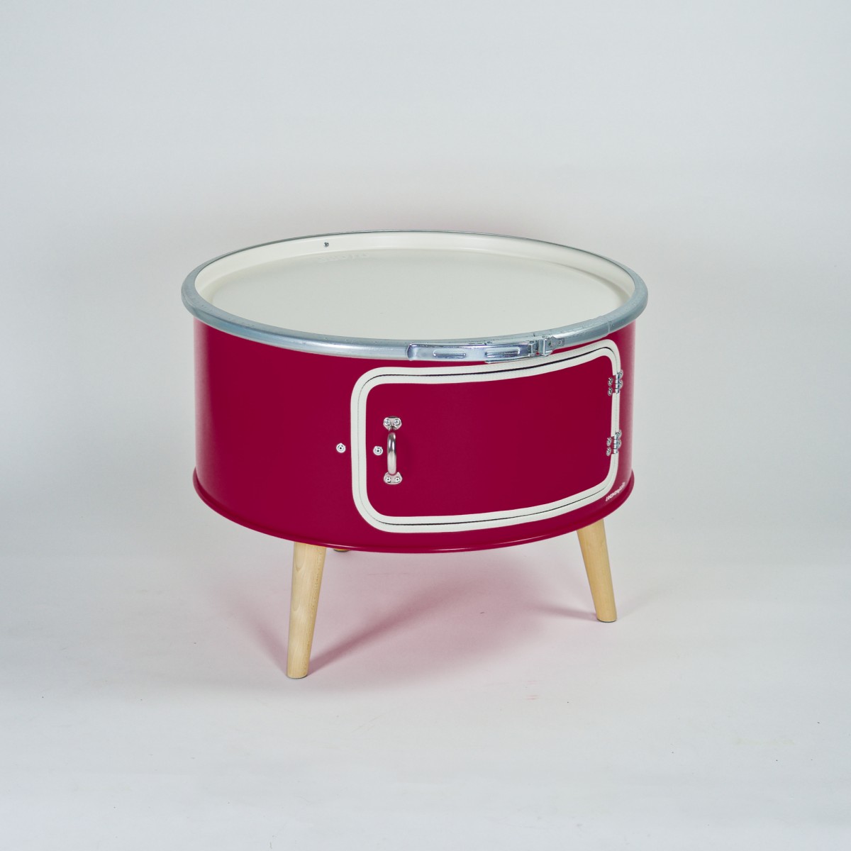 Lockengelöt - Betty mit Tür - Couchtisch aus Hamburger Ölfässern