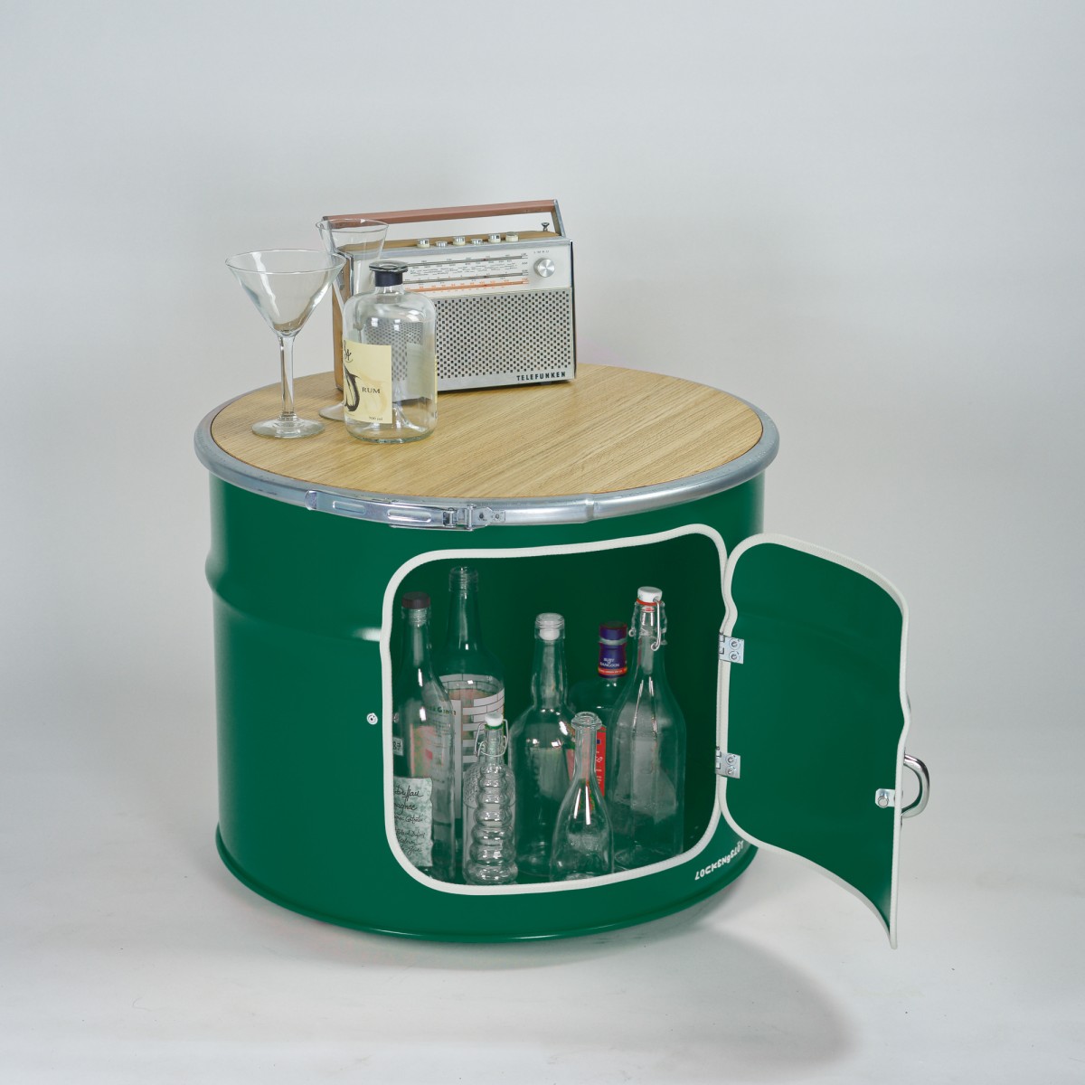 Lockengelöt - Bob mit Tür als Bar - 1/2 Hamburger Ölfass