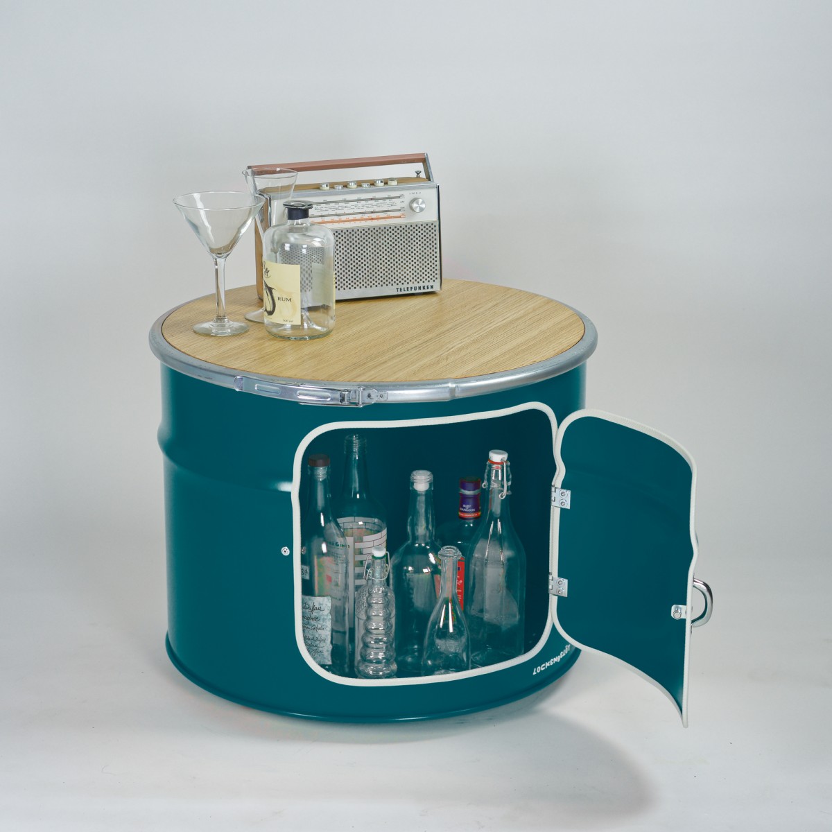 Lockengelöt - Bob mit Tür als Bar - 1/2 Hamburger Ölfass