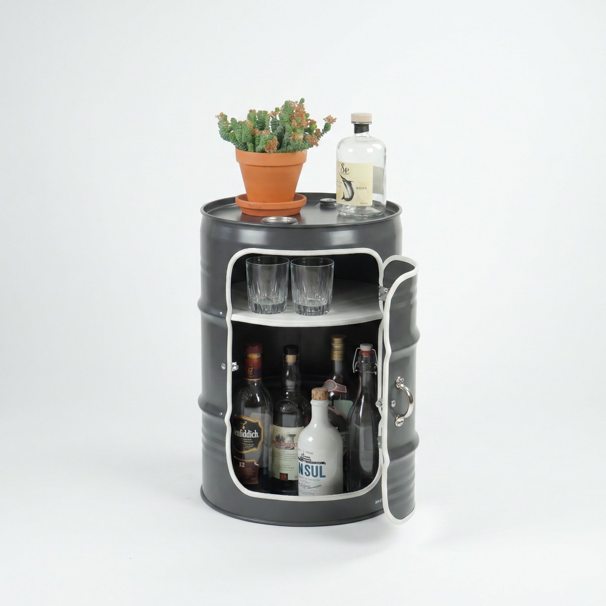 Lockengelöt - Minibar mit Tür - aus Hamburger Ölfässern