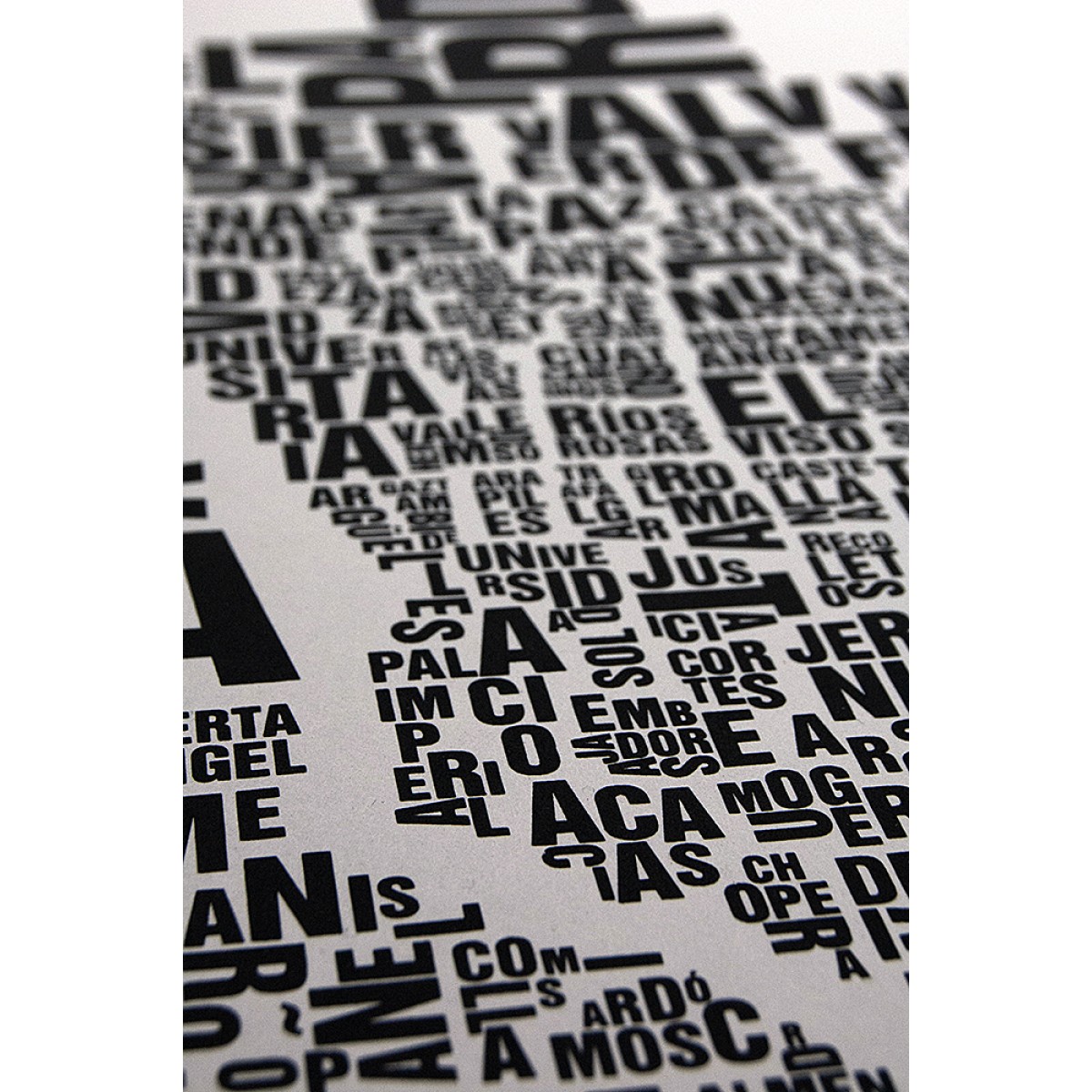 Buchstabenort Madrid Stadtteile-Poster Typografie