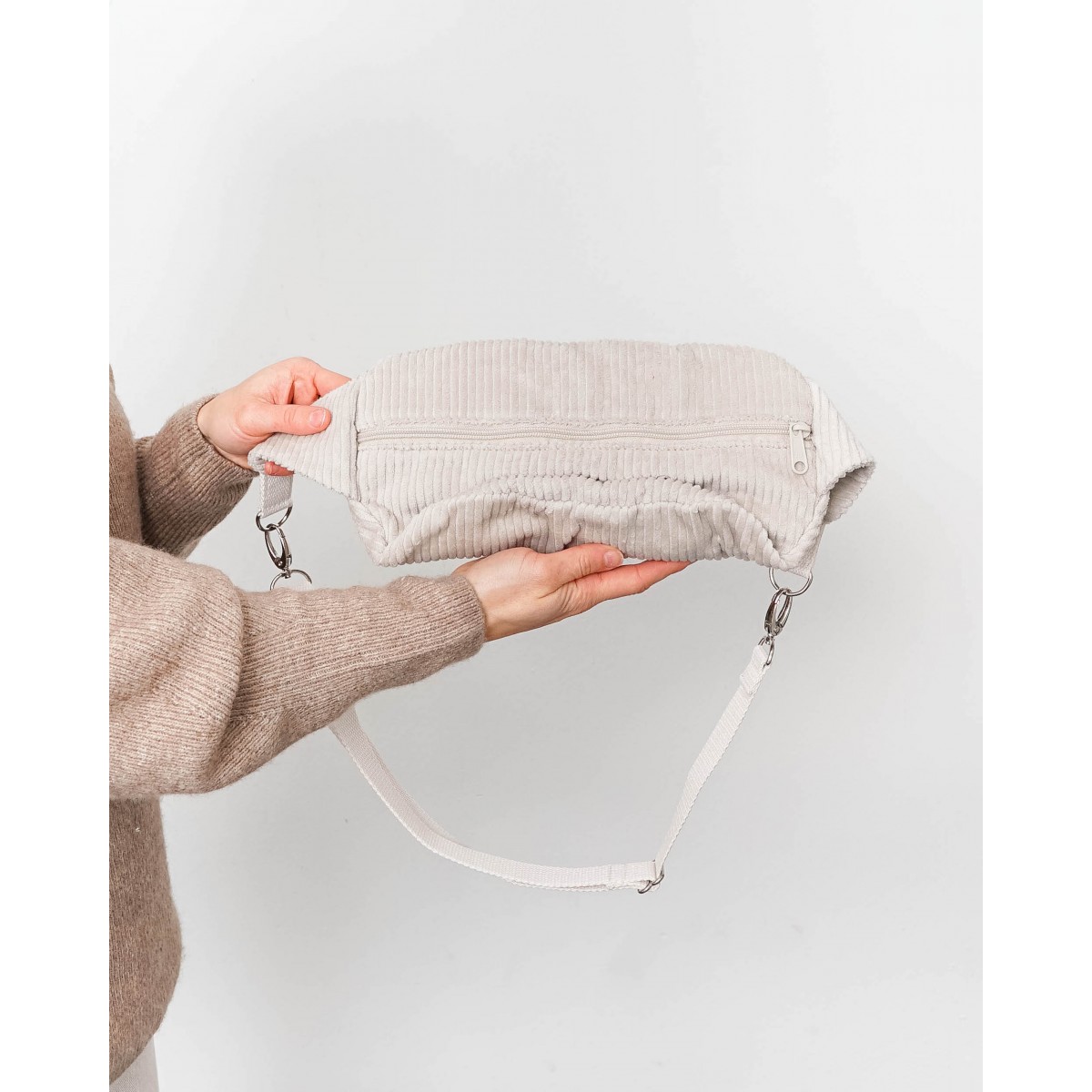MULINU - Bauchtasche | Hipbag HENNES Breitcord Cremeweiß