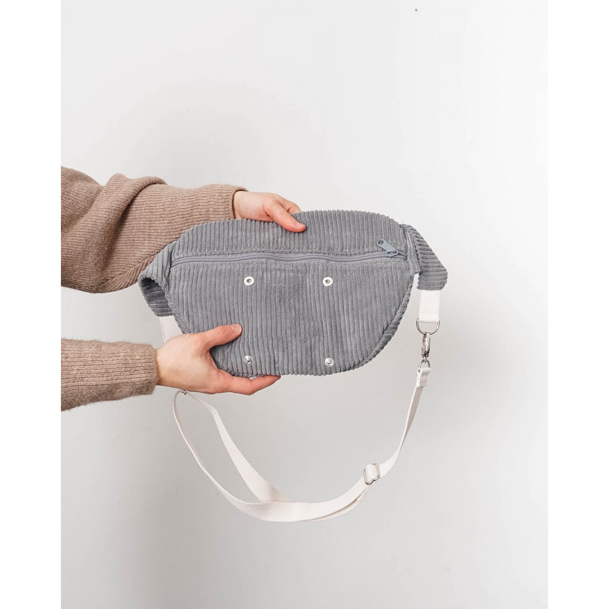 MULINU - Bauchtasche | Hipbag HENNES Breitcord Grau