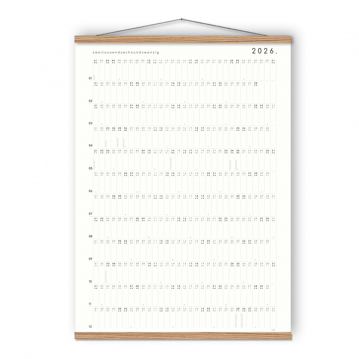 Wandkalender 2026 - SANS. Wandkalender 2026 - SANS.