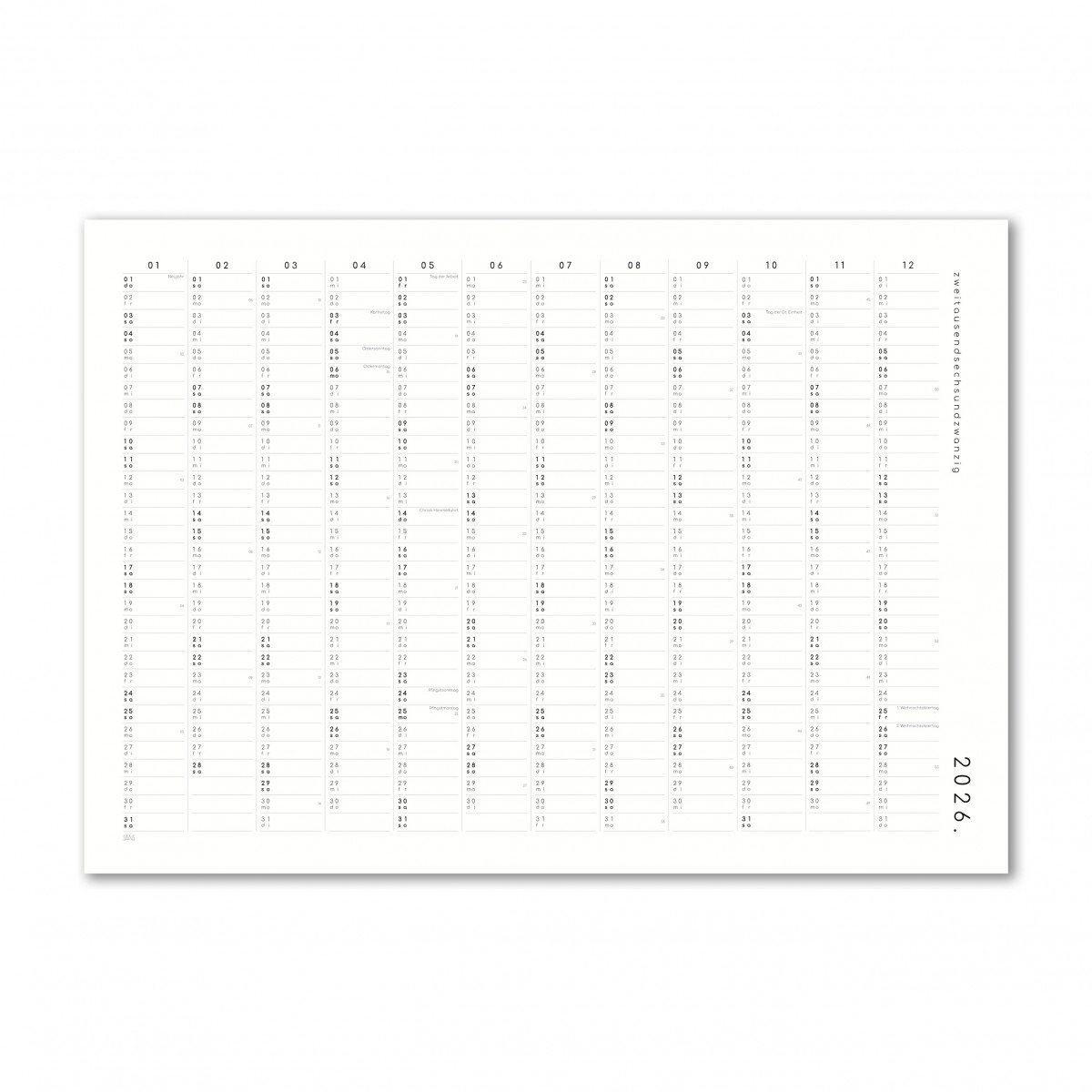 Jahresplaner / Kalender 2026 - SANS.
