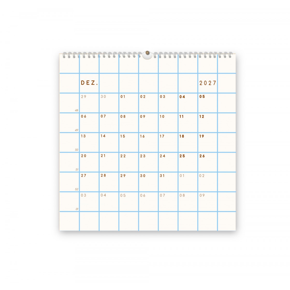 Kalender 2027, hellblau kariert - SANS.