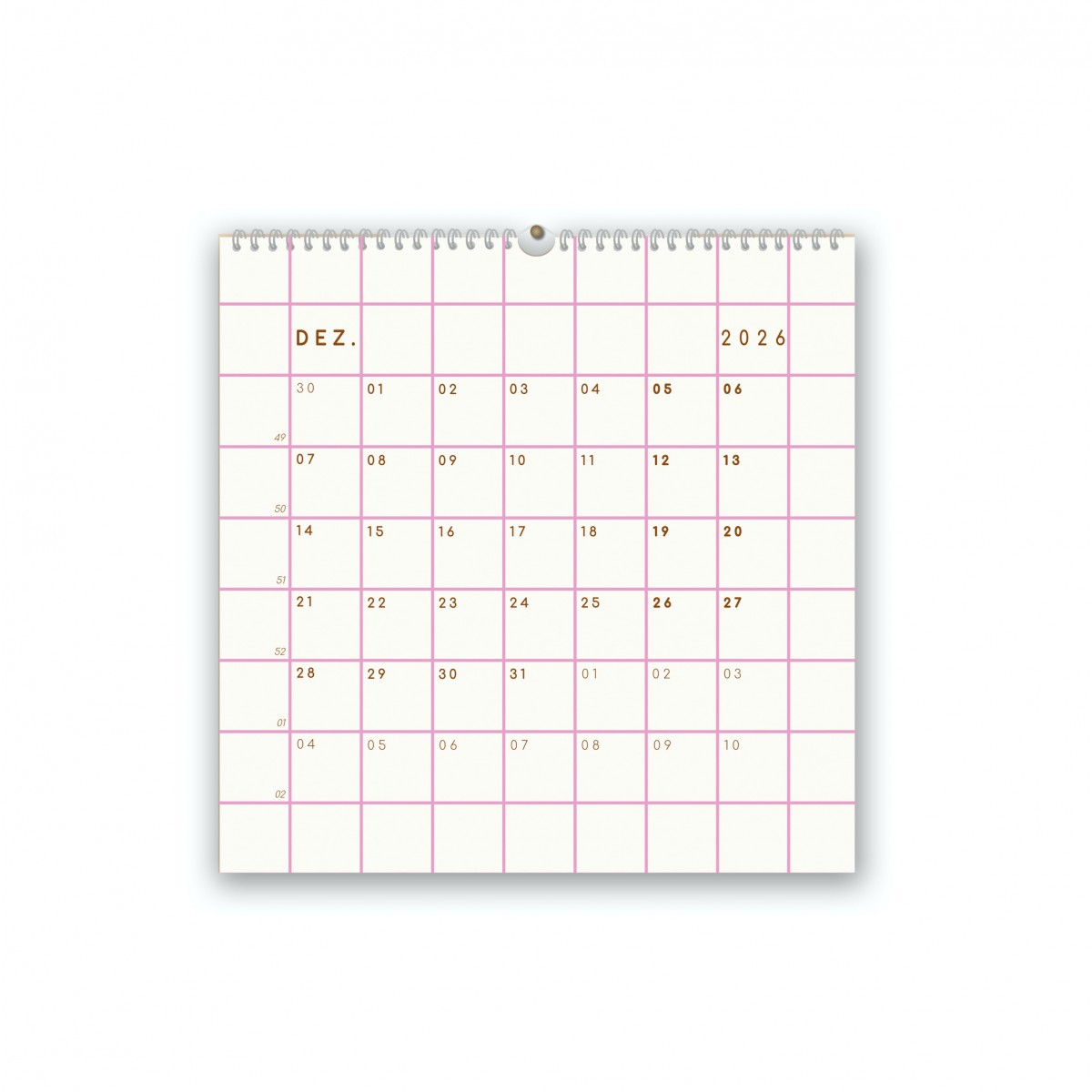 Wandkalender 2026, kariert - SANS.