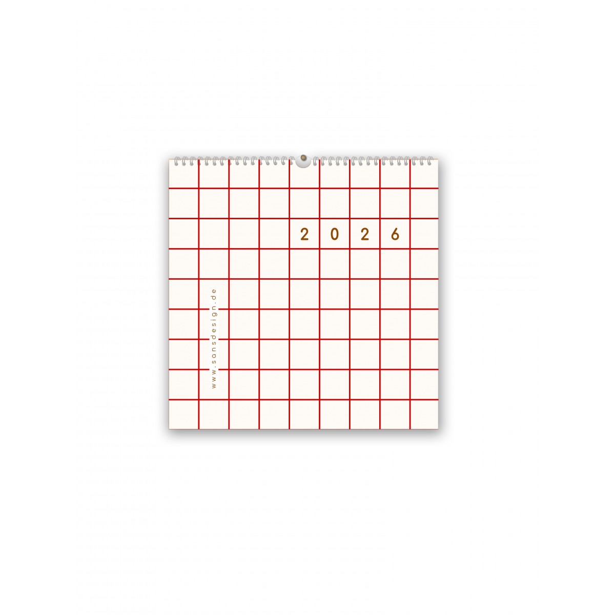 Wandkalender 2026, rotkariert - SANS.