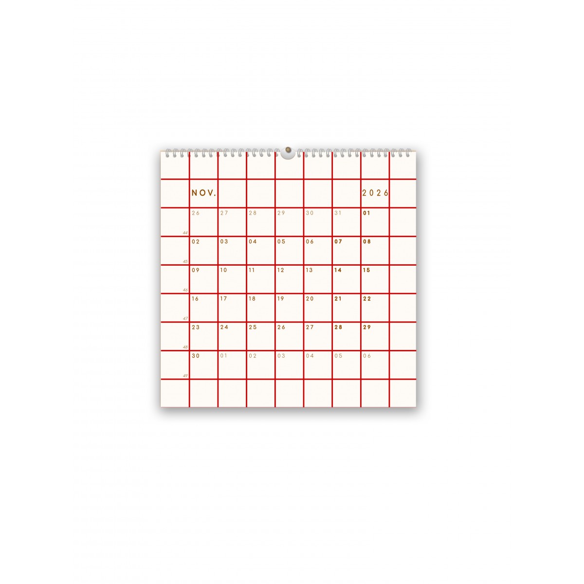 Wandkalender 2026, rotkariert - SANS.