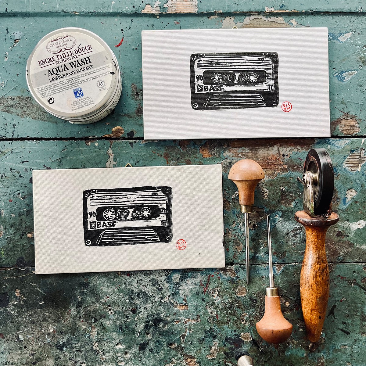 Retro - Musikkassette - Tape - K7
Linoldruck von papelami