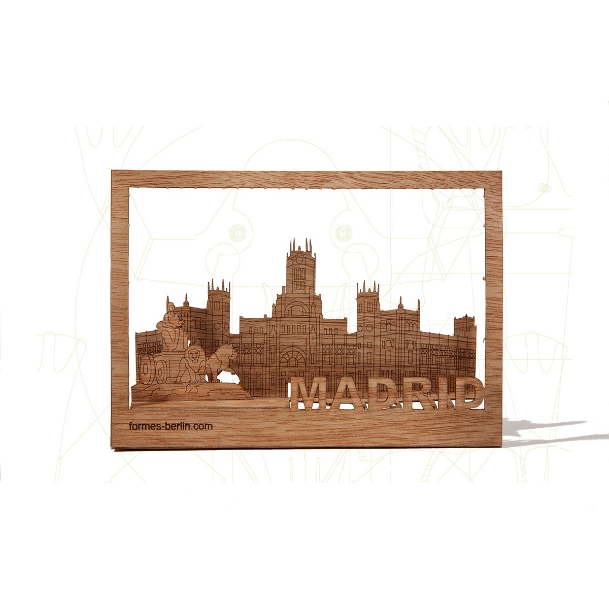 formes Berlin Madrid-Karte - 6 Postkarten aus Holz