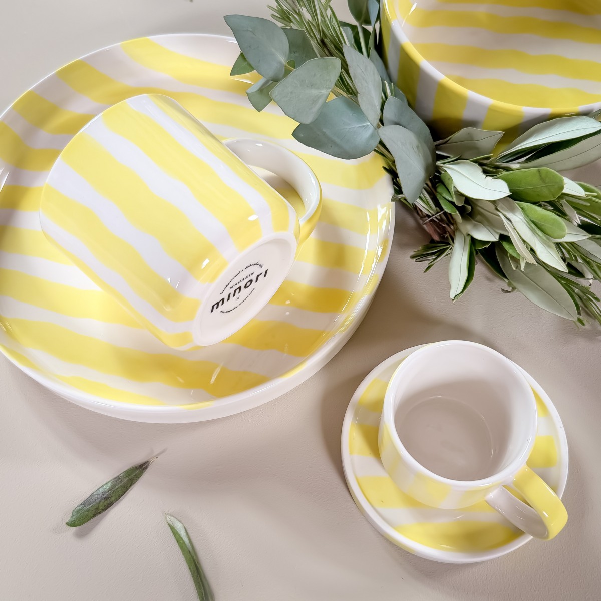 Magazin Minori - Espresso Stripes - spiaggia yellow (2er Set - 4 Teile)