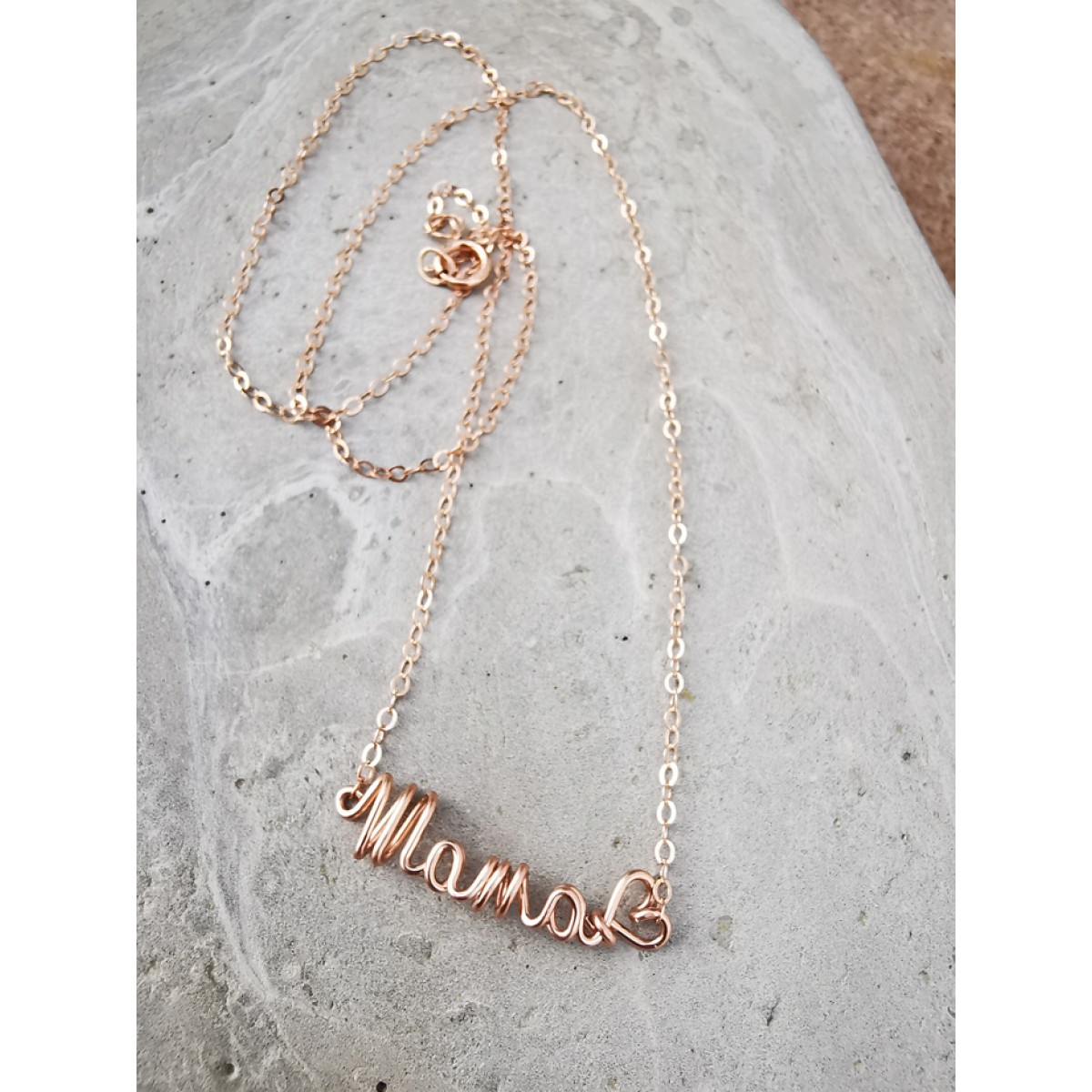 Mama-Kette mit Herz - handgemacht aus Sterling Silber und (Rosé) Gold Filled - zum Muttertag oder einfach als Danke I KIZZU Schmuck Manufaktur