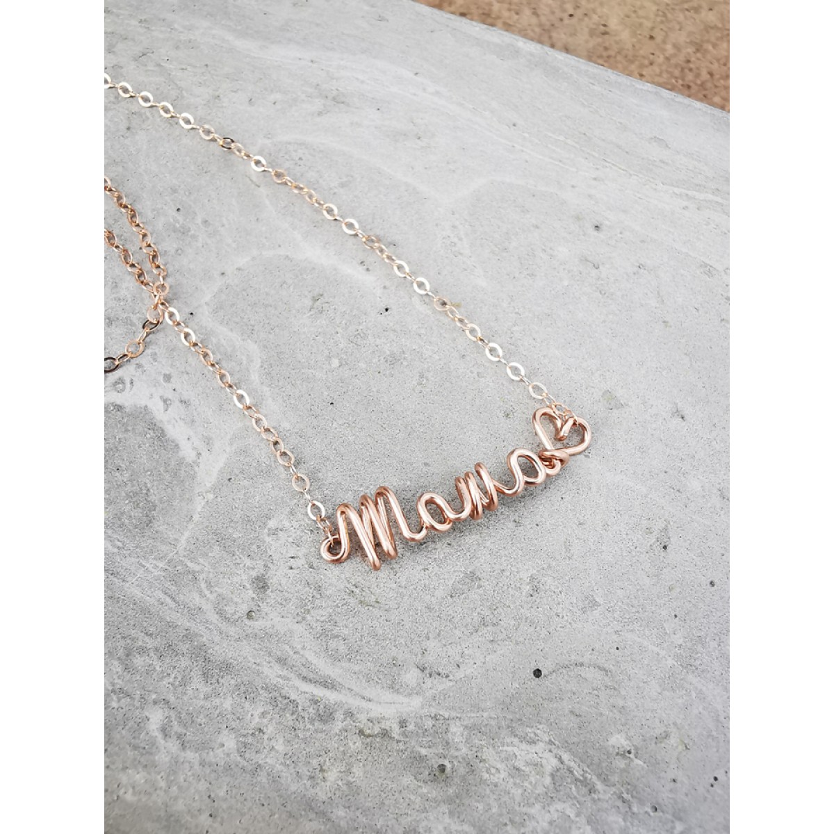 Mama-Kette mit Herz - handgemacht aus Sterling Silber und (Rosé) Gold Filled - zum Muttertag oder einfach als Danke I KIZZU Schmuck Manufaktur