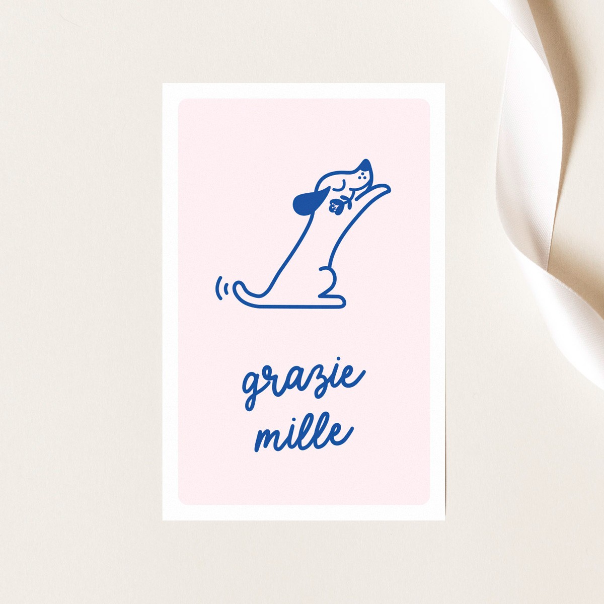 Minikarte "Grazie Mille" - Die kleine Dankekarte mit Hund.