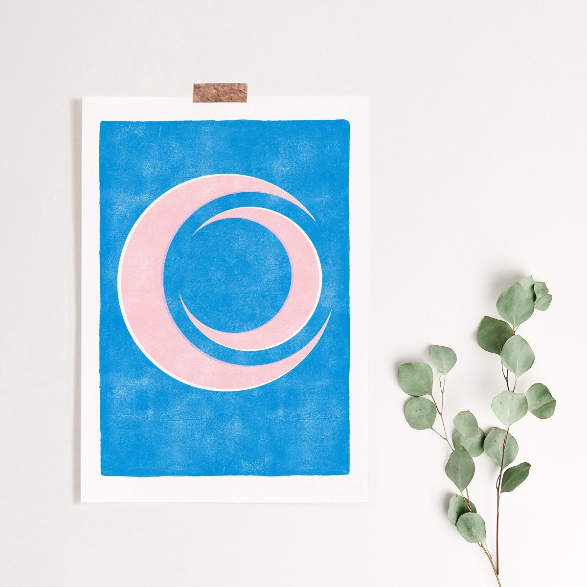 Paperlandscape | Kunstdruck "Mond abstrakt rosa blau" | minimalistisch | verschiedene Größen