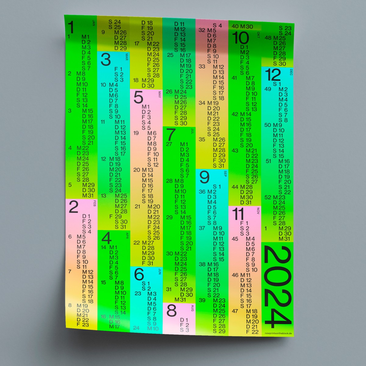 Wandkalender 2024 – Colourful Year – 70 × 100 cm