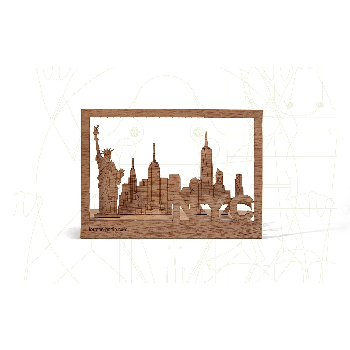 formes Berlin New York-Karte - 6 Postkarten aus Holz