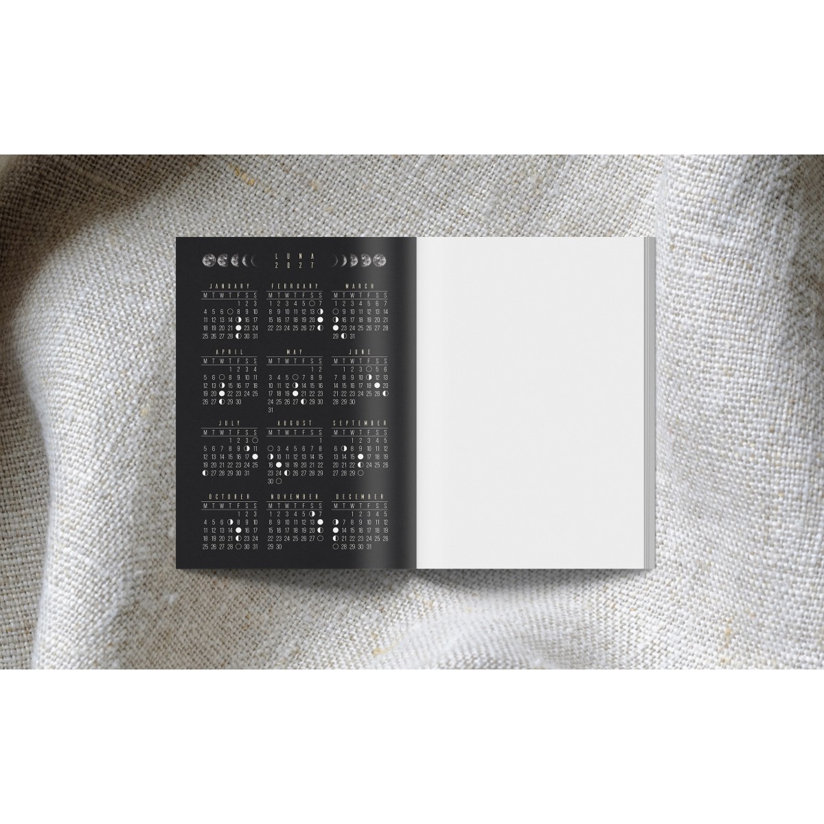 Notizheft 2027 Mondkalender A6 schwarz // ShellyCreates