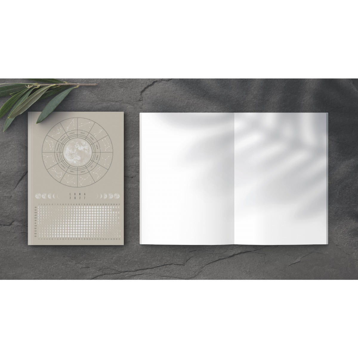 Notizheft 2027 Mondkalender A6 beige // ShellyCreates