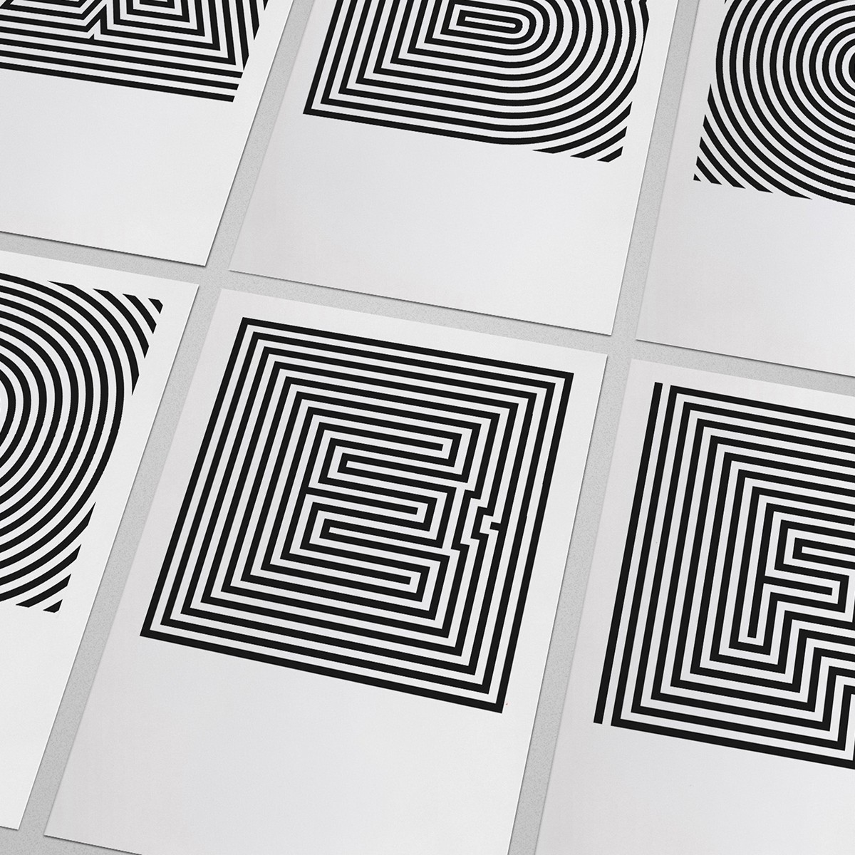 OpArt ABC Serie, Digitalprint DIN A3, schwarz-weiß – The True Type 