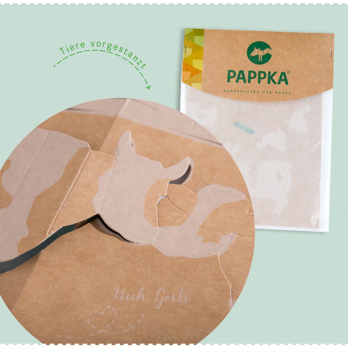 PAPPKA® Bastelbogen Tiere aus Karton – Deine Farm für die Handtasche