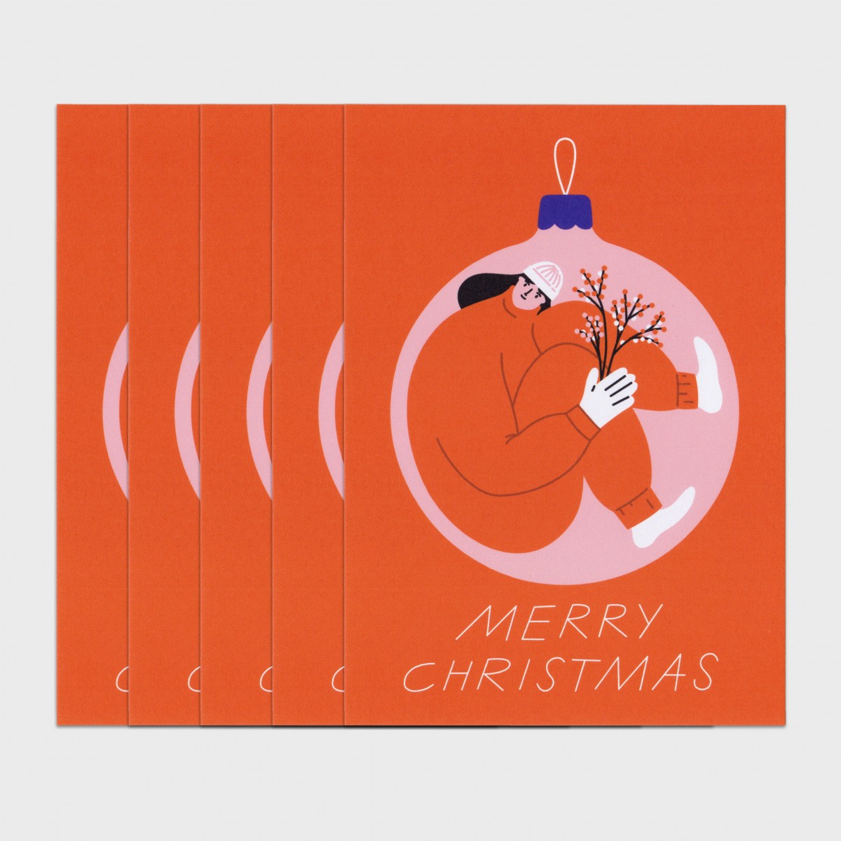 Merry Christmas Christbaumkugel – 5er Set Postkarte – stefanizen