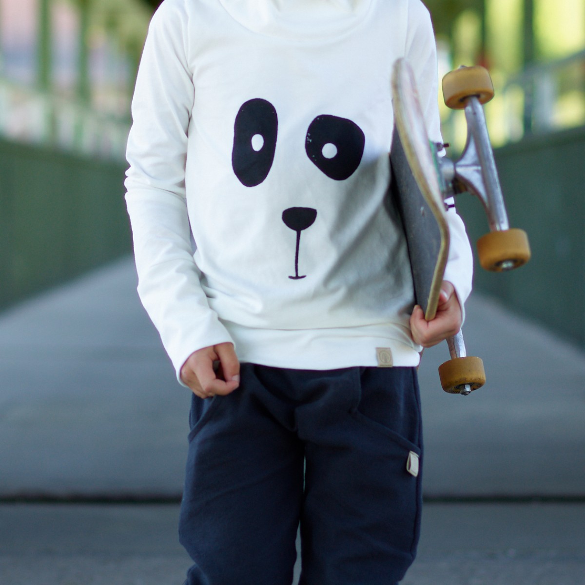 Wunschbrunnen | Hoodie "Panda" | kids | Weiß/Schwarz