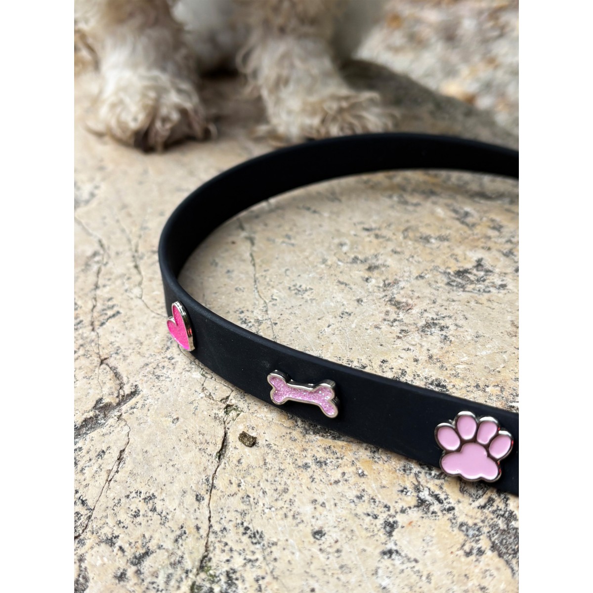 Glitzer Knochen Hundehalsband Anhänger Rosa - PawPopz