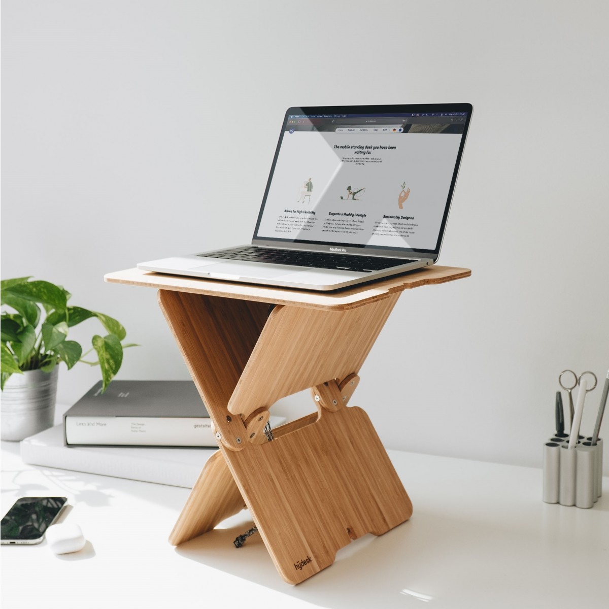 Höhenverstellbares Laptop Stehpult | kreatives Weihnachtsgeschenk | klappbarer Stehtisch & minimalistischer Schreibtisch Konverter - hydesk