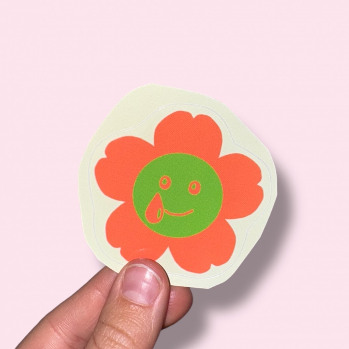 FLOWER EMOJI GREEN/ORANGE Vinyl Sticker - The Propcorner