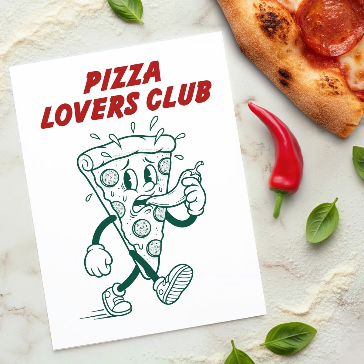 Hey Urban Monkey - Grußkarte Pizza Lovers Club Retro-Stil 