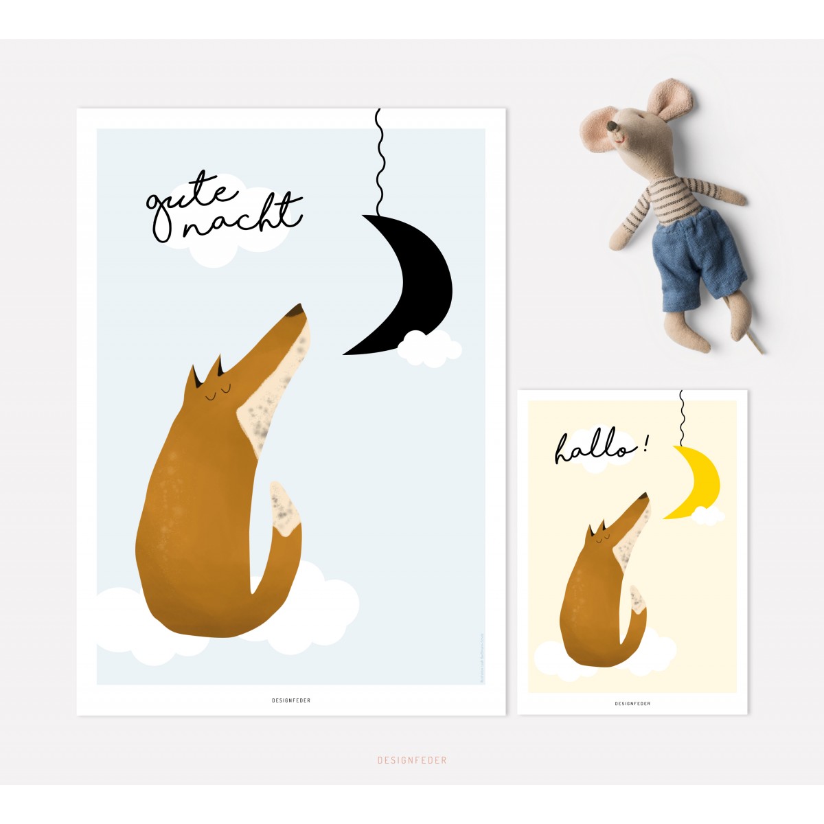 designfeder | Poster & Postkarte Gute Nacht kleiner Fuchs