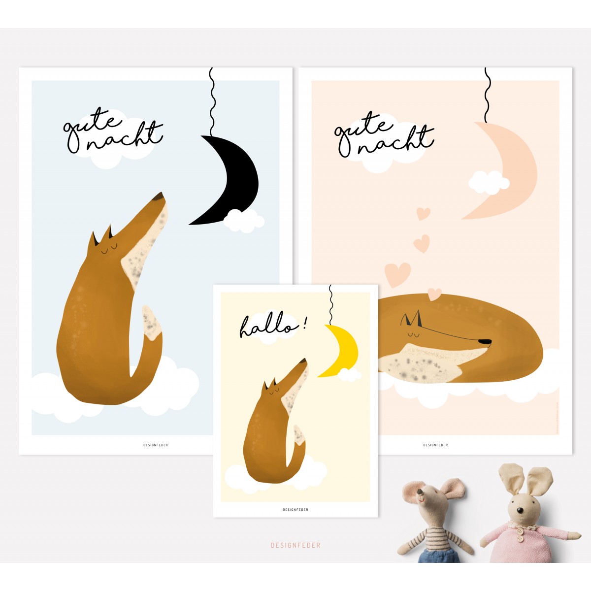 designfeder | Poster & Postkarte Gute Nacht kleiner Fuchs 3