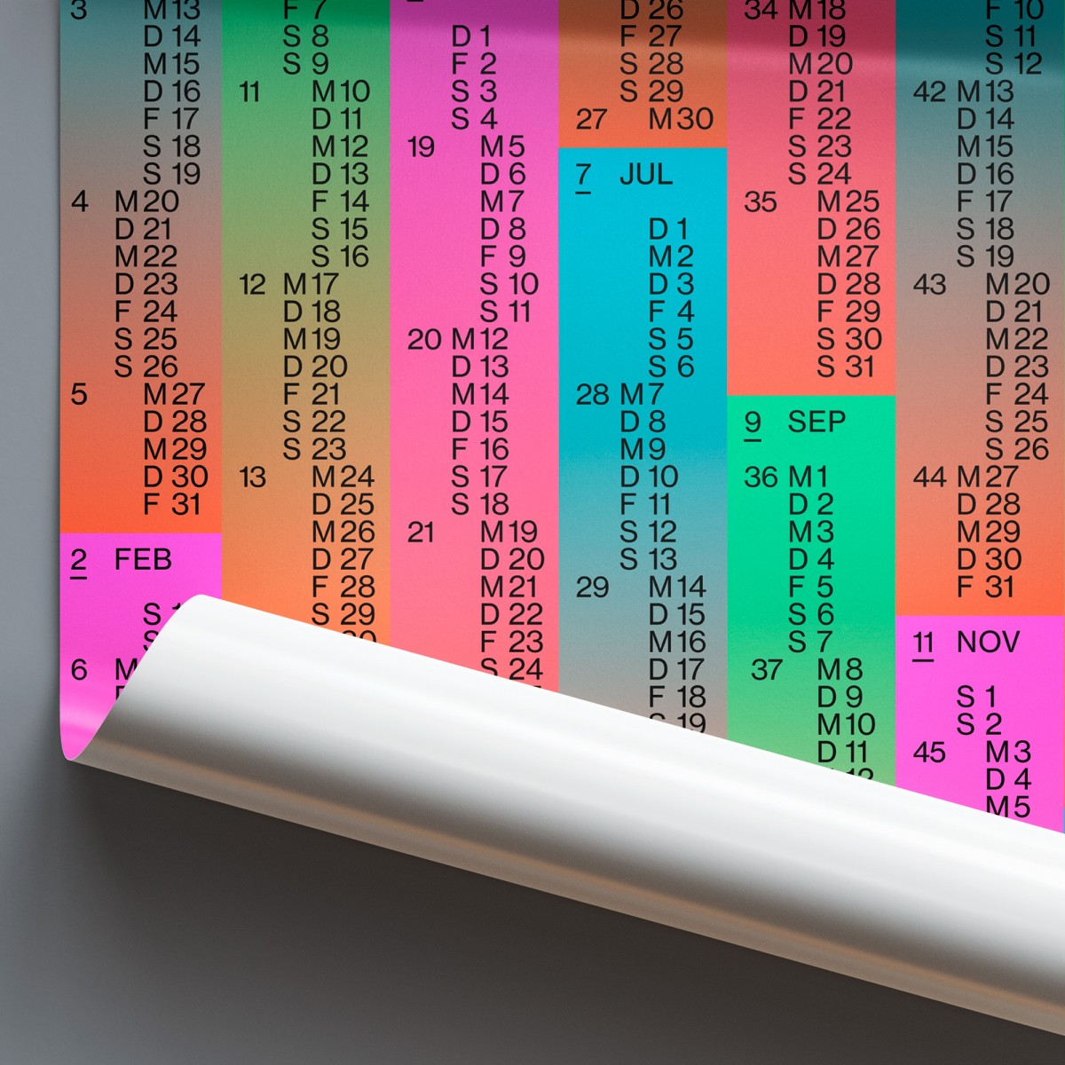 NEW PRINTS ON THE BLOCK / Wandkalender 2025 – Colourful Year