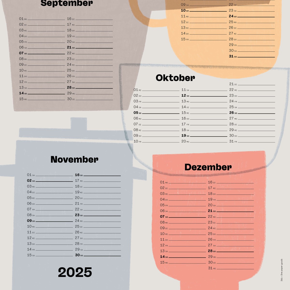 Kalender »Kitchen« 2025 / fidu—fine paper goods