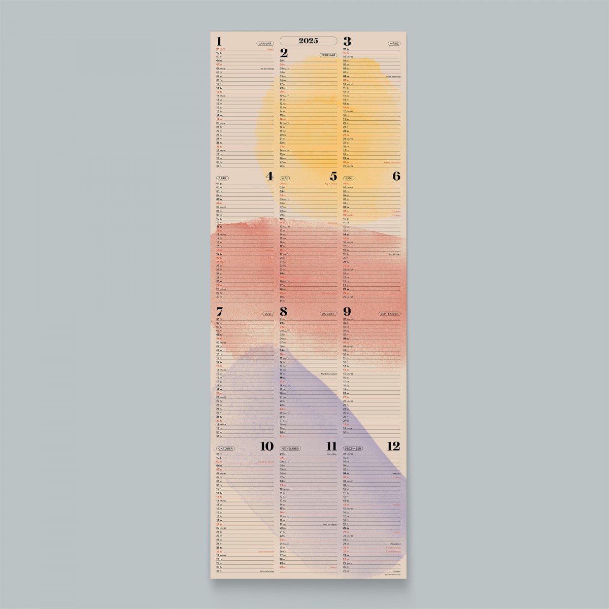Wandkalender »Watercolor« 2025 — nude / fidu—fine paper goods