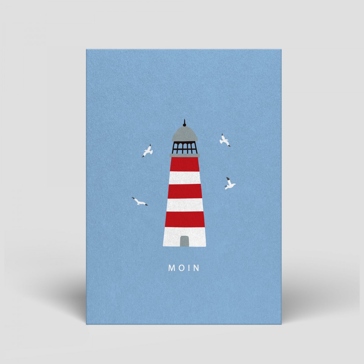 Postkarte Maritim - Leuchtturm mit Moin  - Nr. 128 - Naturbedacht