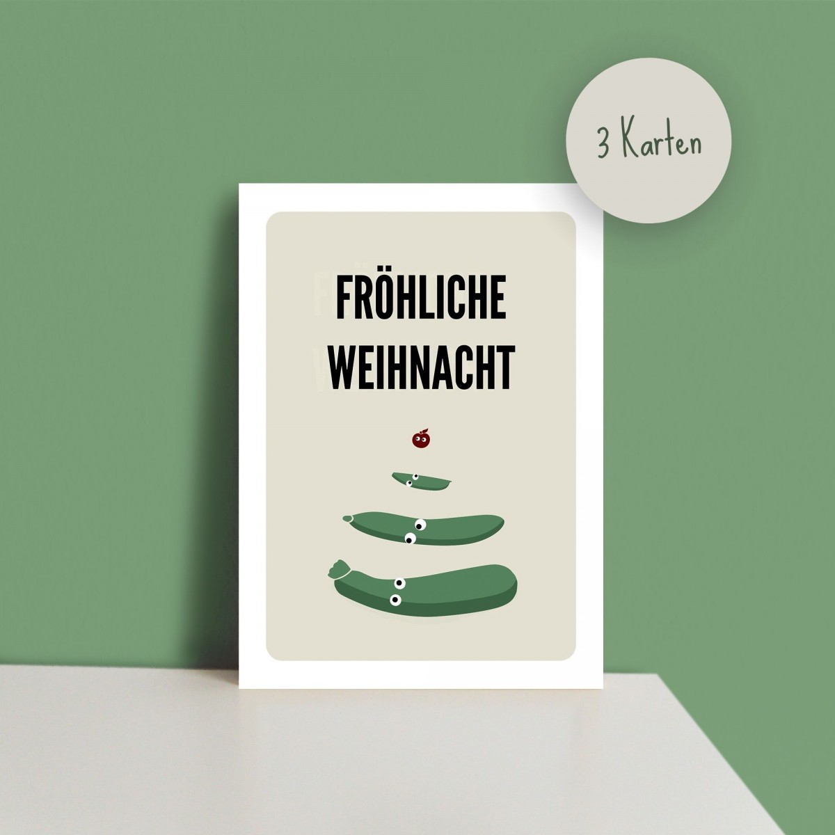 Grußkarte 3er-Set "Fröhliche Weihnacht", A6 Postkarte, Naturpapier von issgut