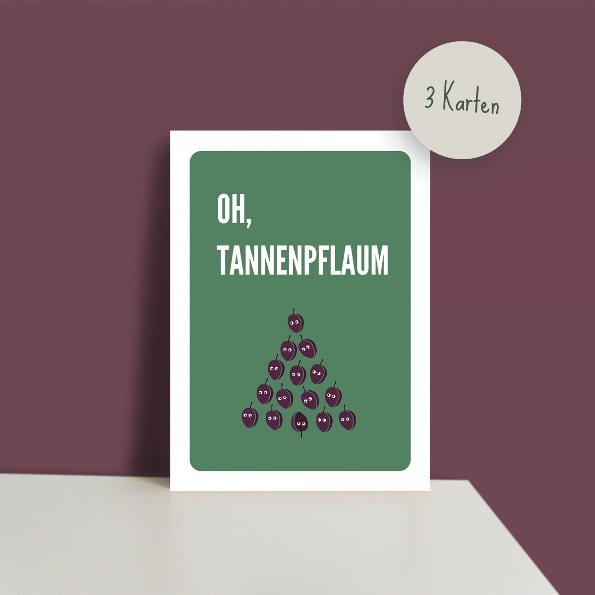 Grußkarte 3er-Set "Oh Tannenpflaum", A6 Postkarte, Naturpapier von issgut