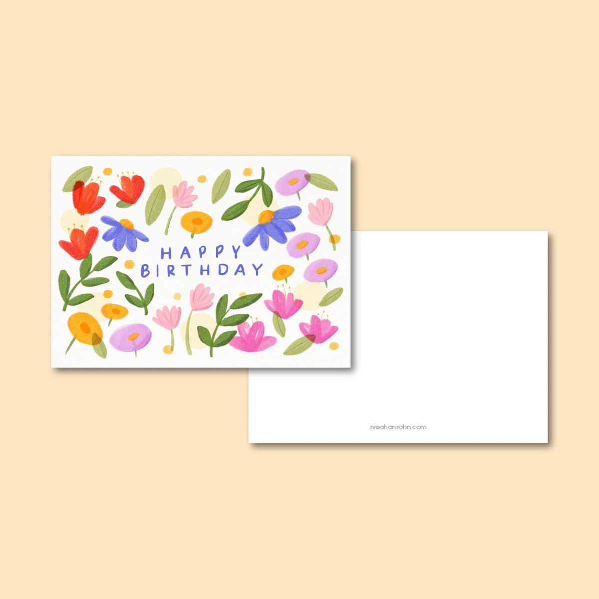 Happy Birthday Blumen / Postkarte A6 / Svea Hansohn Illustration