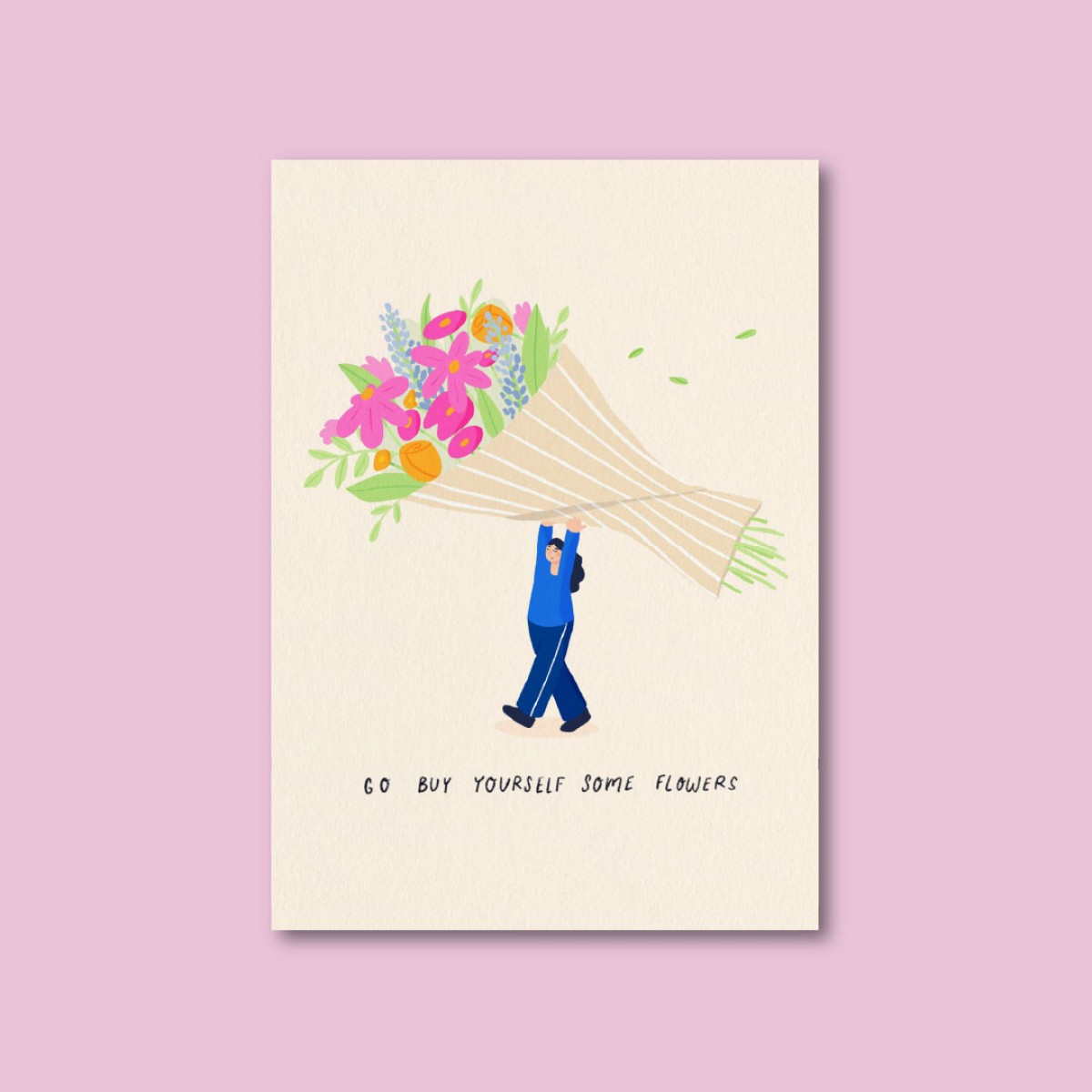 Kauf dir selber Blumen / Postkarte A6 / Svea Hansohn Illustration