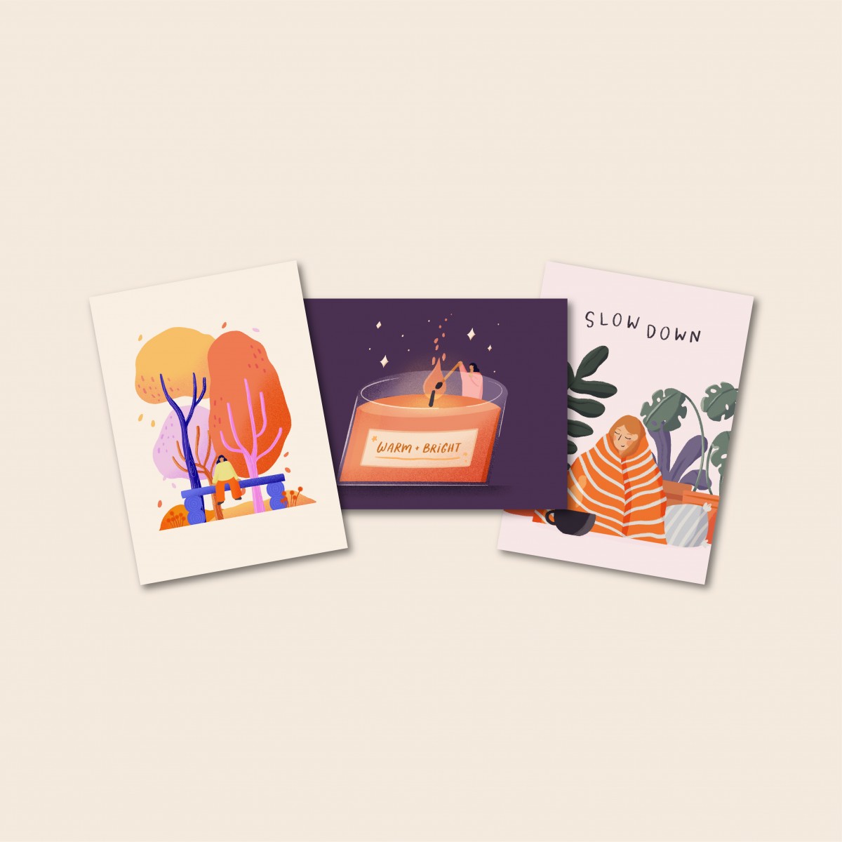 Coffee Postcards / 3er Set A6 Herbst Postkarten / 3er Set A6 / Svea Hansohn Illustration