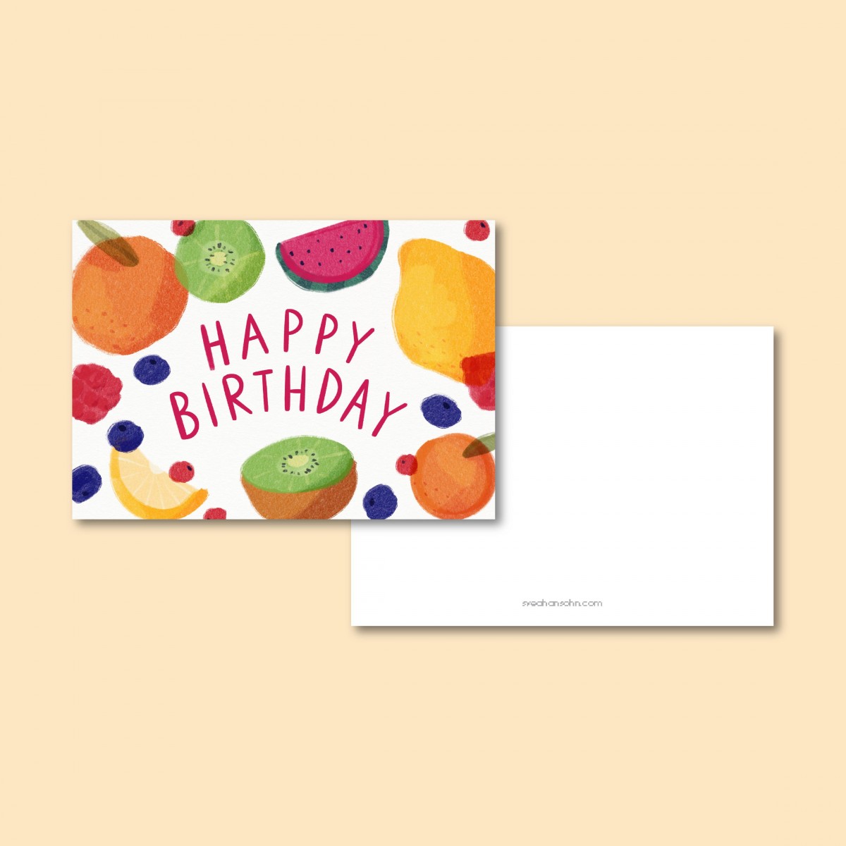 Happy Birthday Obstsalat / Postkarte A6 / Svea Hansohn Illustration